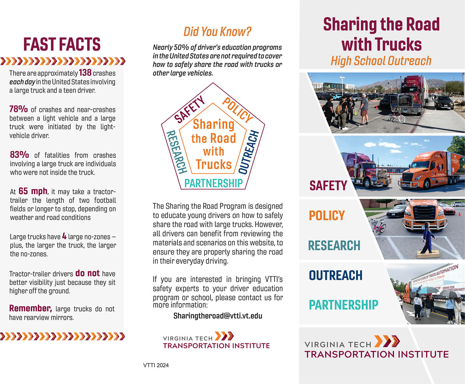 Thumbnail of a brochure about the Sharing the Road with Trucks program